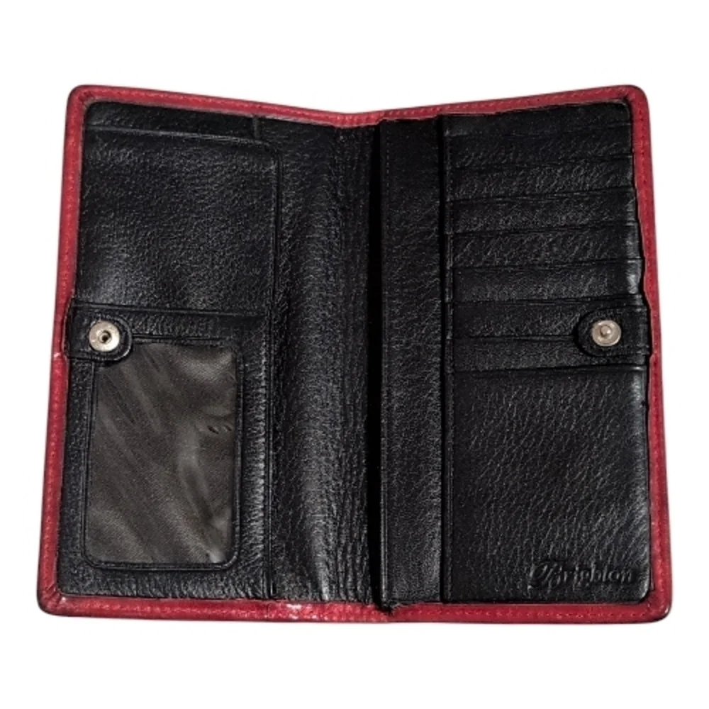 Brighton Red Leather Vintage Snap Bifold Wallet